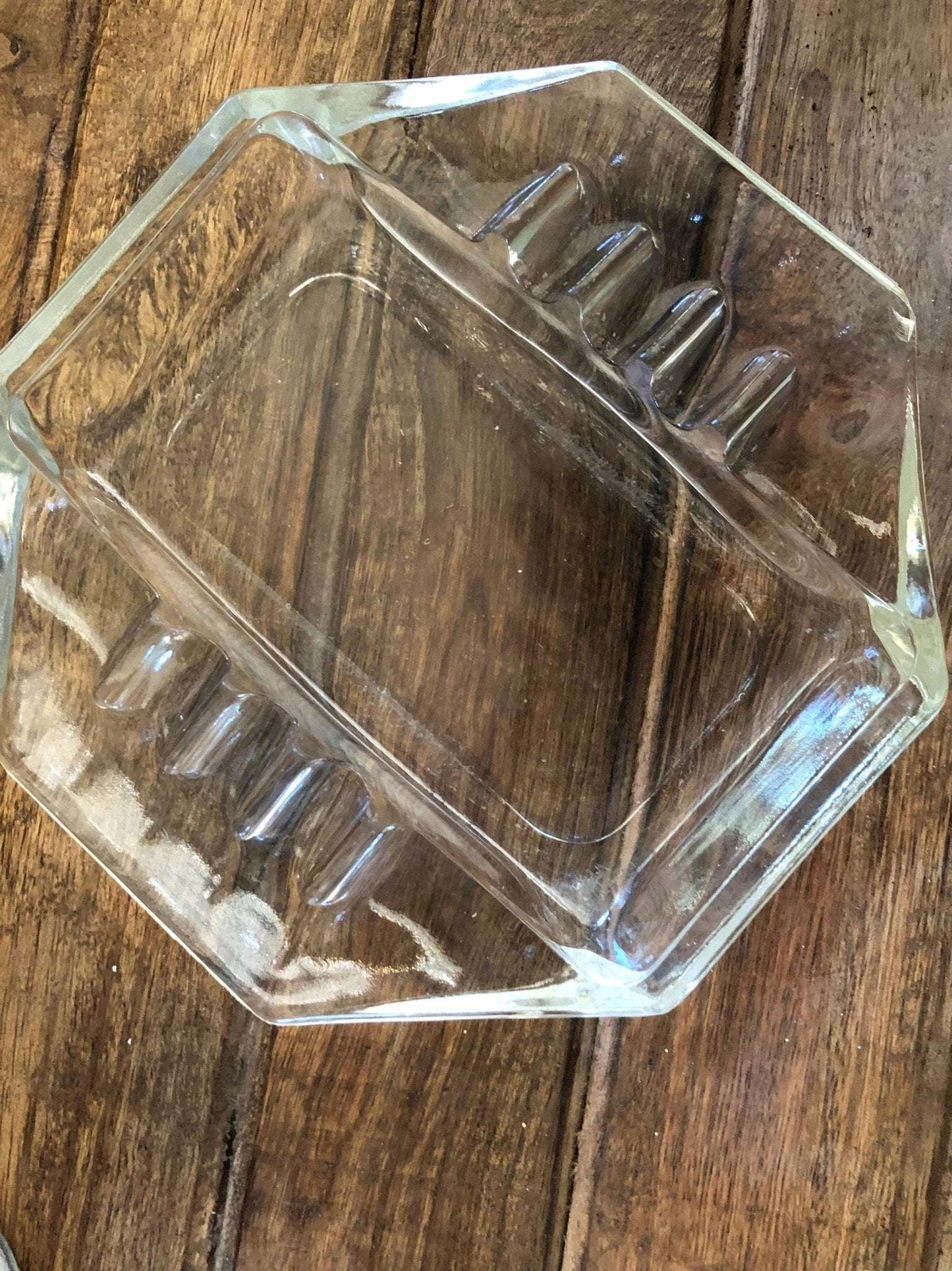 Clear Glass Octagonal Ashtray — Art Deco Style, 5" x 5" - Loom Vintage