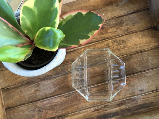 Clear Glass Octagonal Ashtray — Art Deco Style, 5" x 5" - Loom Vintage
