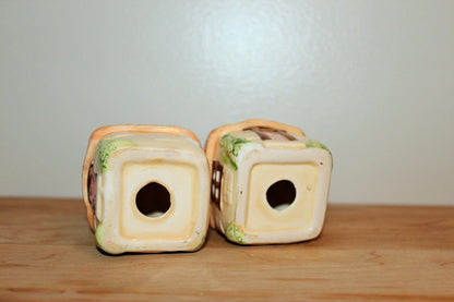 Cottage Salt and Pepper Shakers, Country, Ceramic Collectible, Country Kitchen, Mid Century Vintage, Country Chic, Shabby Chic - Loom Vintage