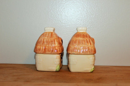 Cottage Salt and Pepper Shakers, Country, Ceramic Collectible, Country Kitchen, Mid Century Vintage, Country Chic, Shabby Chic - Loom Vintage