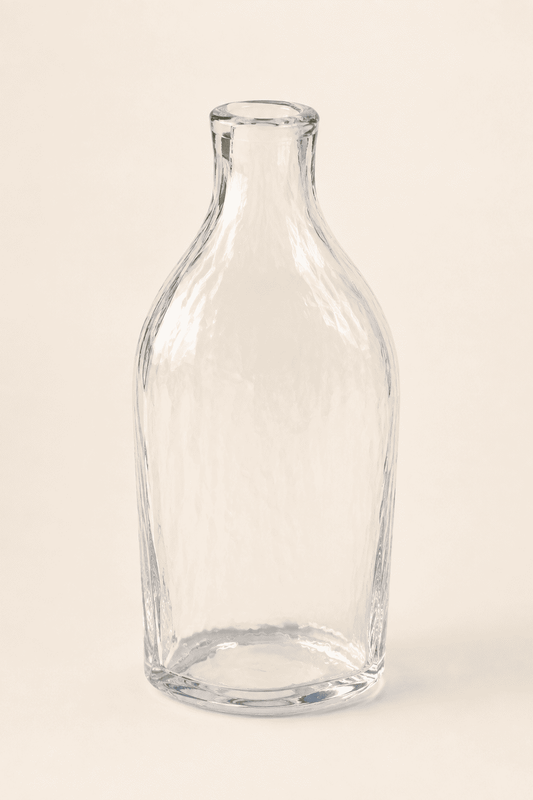 Vintage Clear Glass Bottle Bud Vase, Wavy Ripple Texture