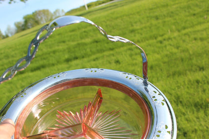 Depression Pink Glass Divided Dish in Silver - Plate Carrier — Floral Carrier, 9"W - Loom Vintage
