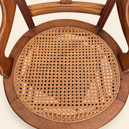 Pair of Victorian Eastlake walnut caned chairs