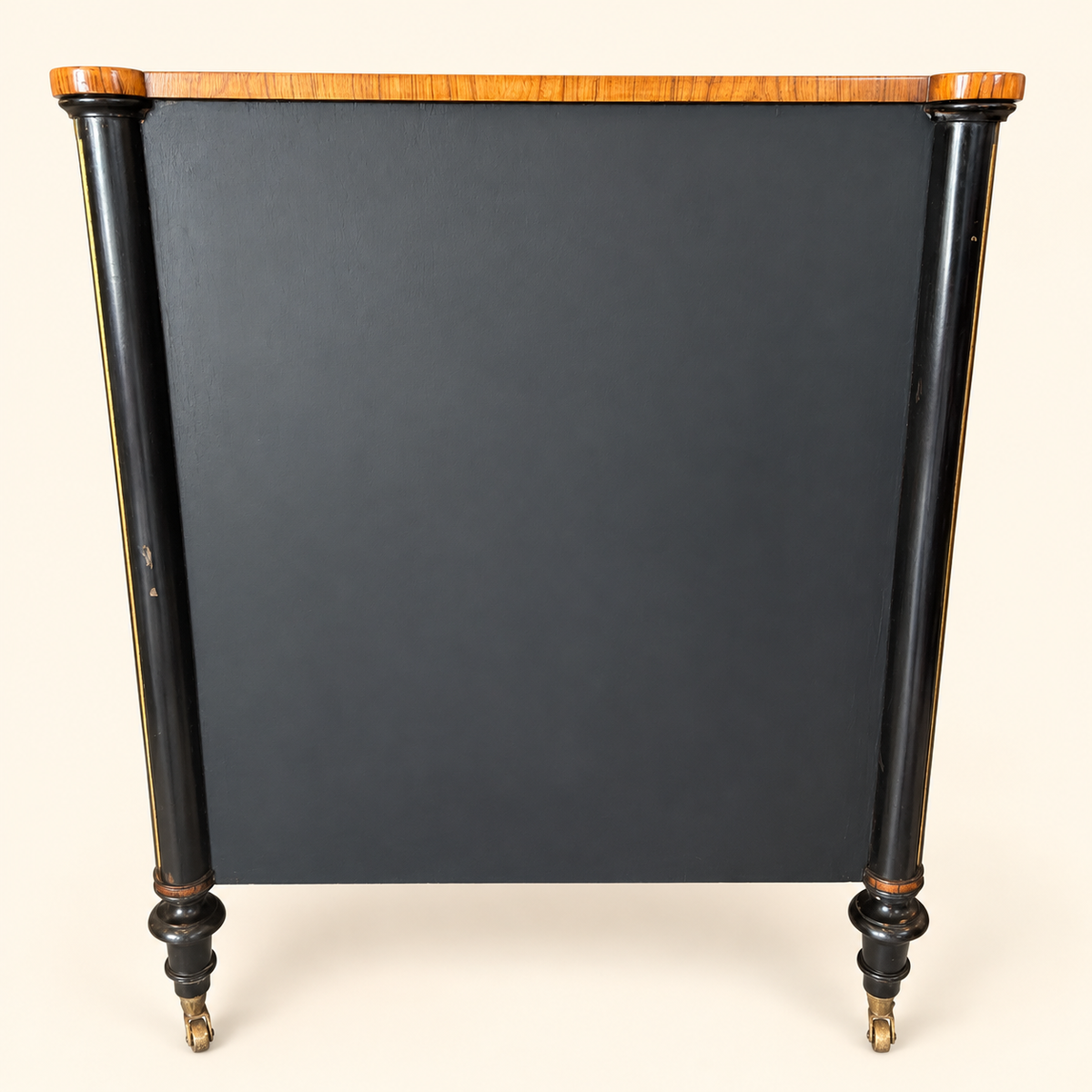 Back of Edwardian rosewood bookcase, painted black