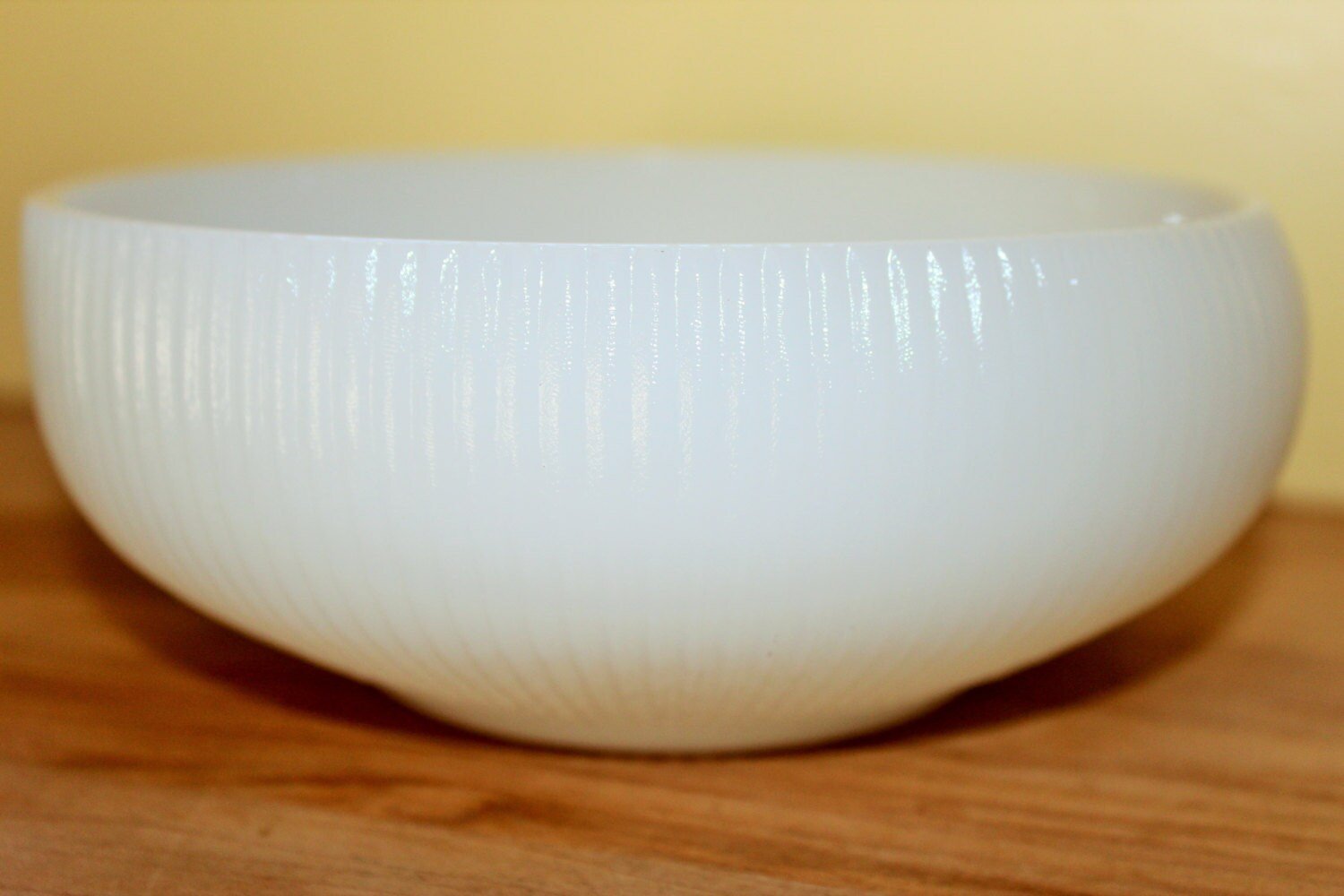 E.O. Brody Co. Milk Glass Bowl — Vertical Ribbed Line Pattern, 6"W, Cleveland Ohio - Loom Vintage