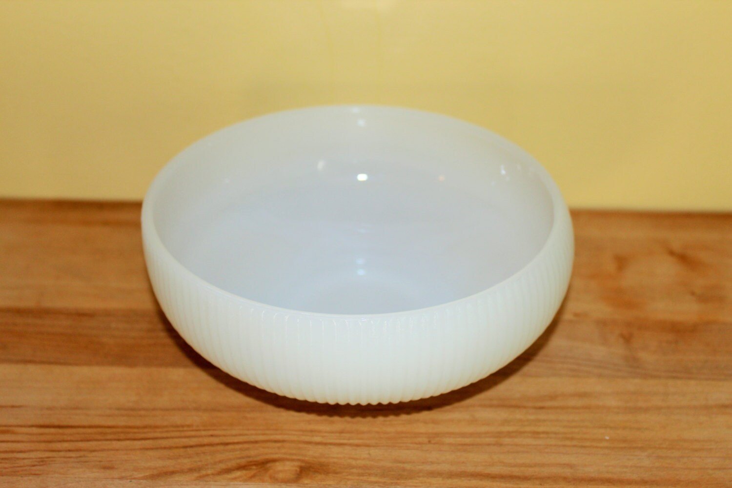 E.O. Brody Co. Milk Glass Bowl — Vertical Ribbed Line Pattern, 6"W, Cleveland Ohio - Loom Vintage