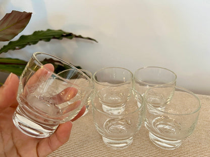 Etched Clipper Ship Cordial Glasses, Set of 6 — Nautical, Mid - 20th Century, 3"H - Loom Vintage