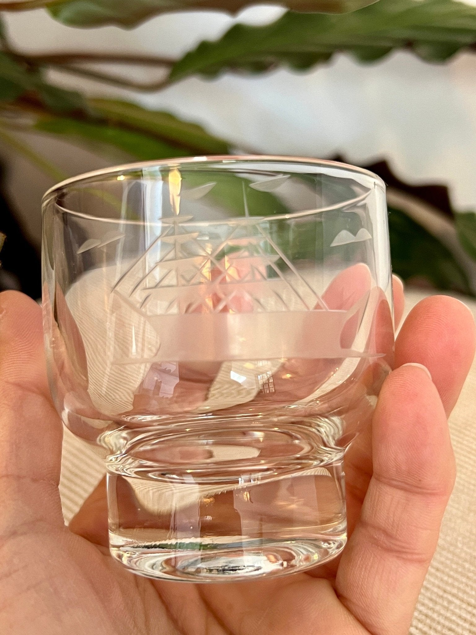 Etched Clipper Ship Cordial Glasses, Set of 6 — Nautical, Mid - 20th Century, 3"H - Loom Vintage