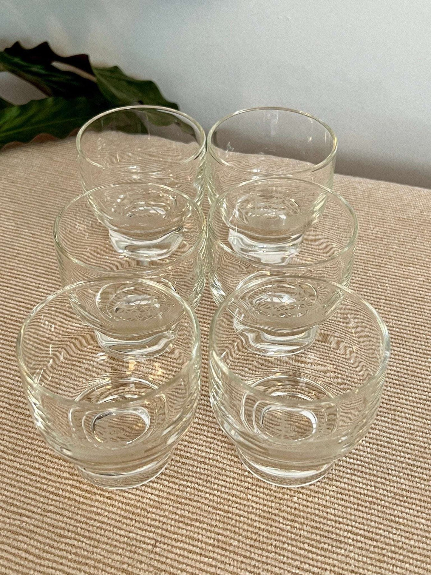 Etched Clipper Ship Cordial Glasses, Set of 6 — Nautical, Mid - 20th Century, 3"H - Loom Vintage