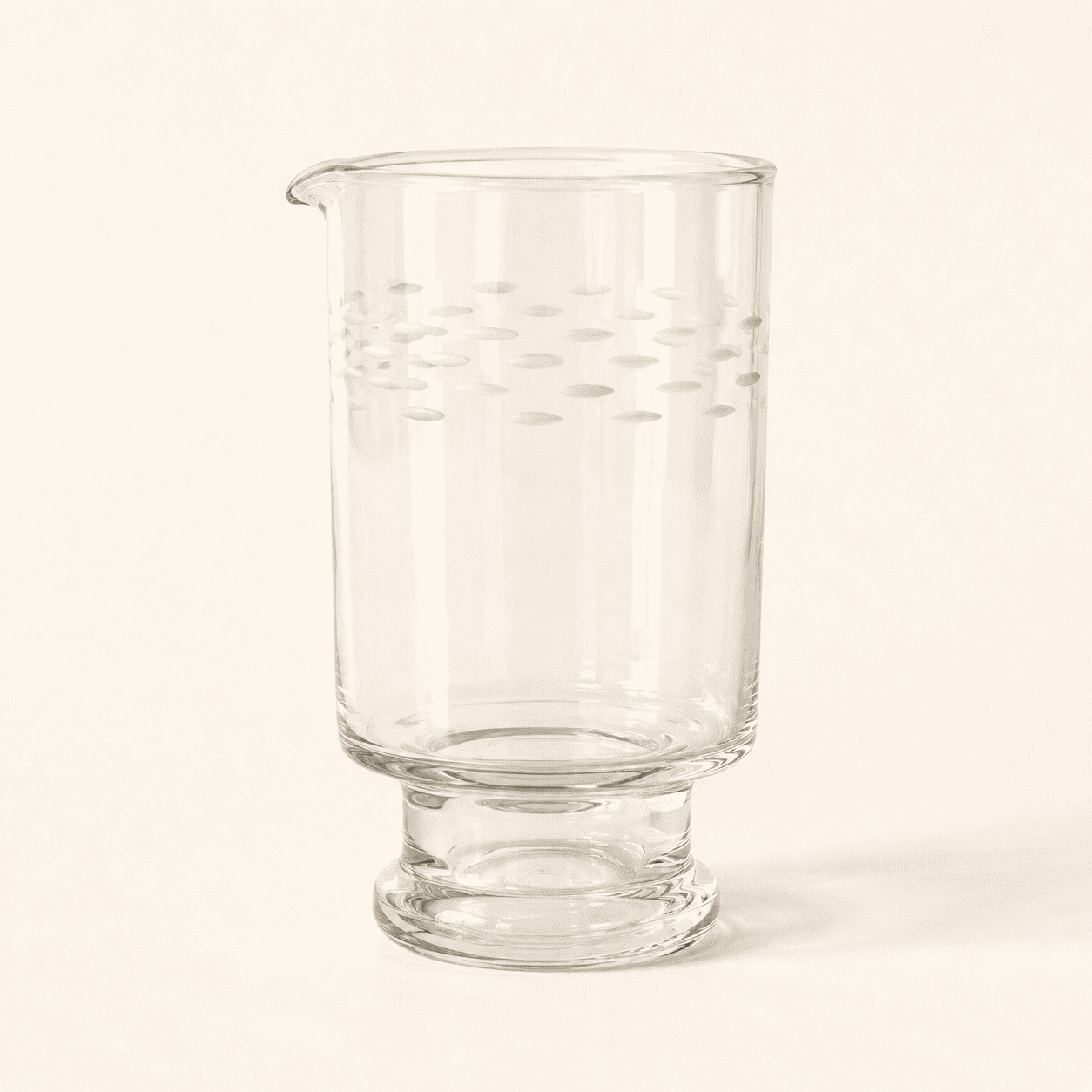 Etched Glass Carafe with Spout, Oval Cut Band — Cocktail Mixing Glass