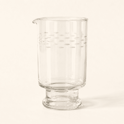 Etched Glass Carafe with Spout, Oval Cut Band — Cocktail Mixing Glass