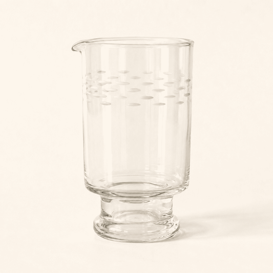 Etched Glass Carafe with Spout, Oval Cut Band — Cocktail Mixing Glass