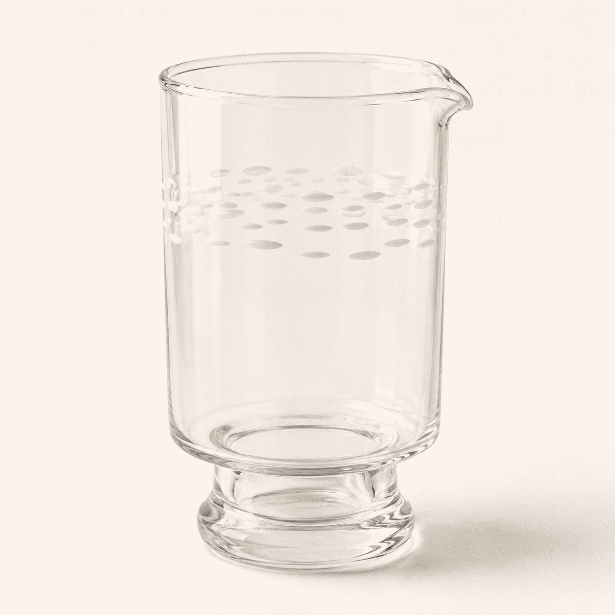Etched Glass Carafe with Spout, Oval Cut Band — Cocktail Mixing Glass
