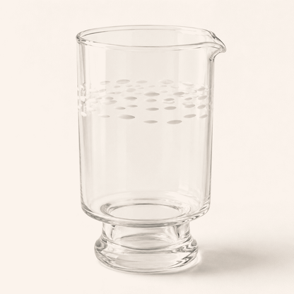 Etched Glass Carafe with Spout, Oval Cut Band — Cocktail Mixing Glass