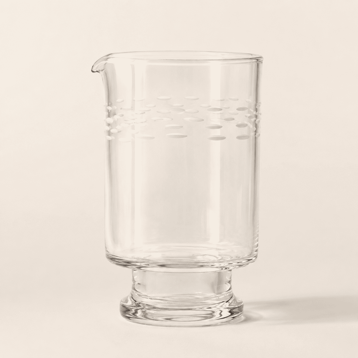 Etched Glass Carafe with Spout, Oval Cut Band — Cocktail Mixing Glass