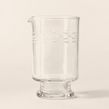 Etched Glass Carafe with Spout, Oval Cut Band — Cocktail Mixing Glass