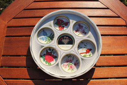 Fairlanes Bowling "That Pin" Souvenir Metal Tray — Stamped Floral, Gold Tone, 11" diameter - Loom Vintage