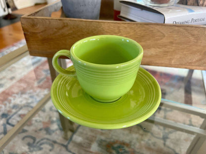 Fiesta chartreuse cup and saucer by Homer Laughlin, retired color, photo 6 of 10