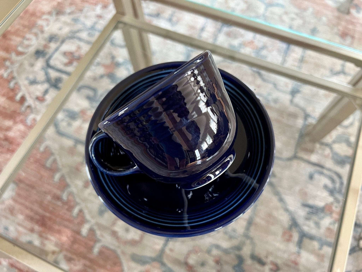 Fiesta cobalt blue cup and saucer by Homer Laughlin, photo 2 of 8