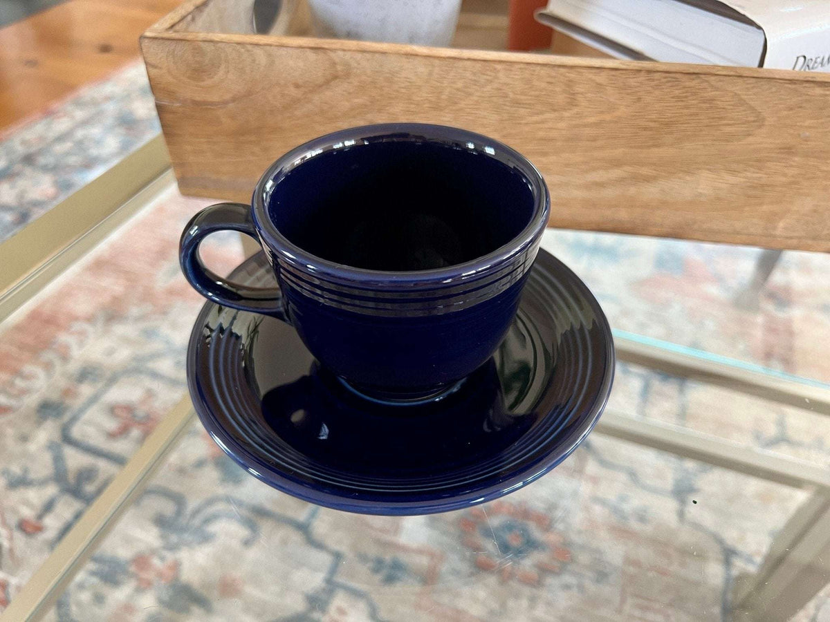 Fiesta cobalt blue cup and saucer by Homer Laughlin, photo 4 of 8