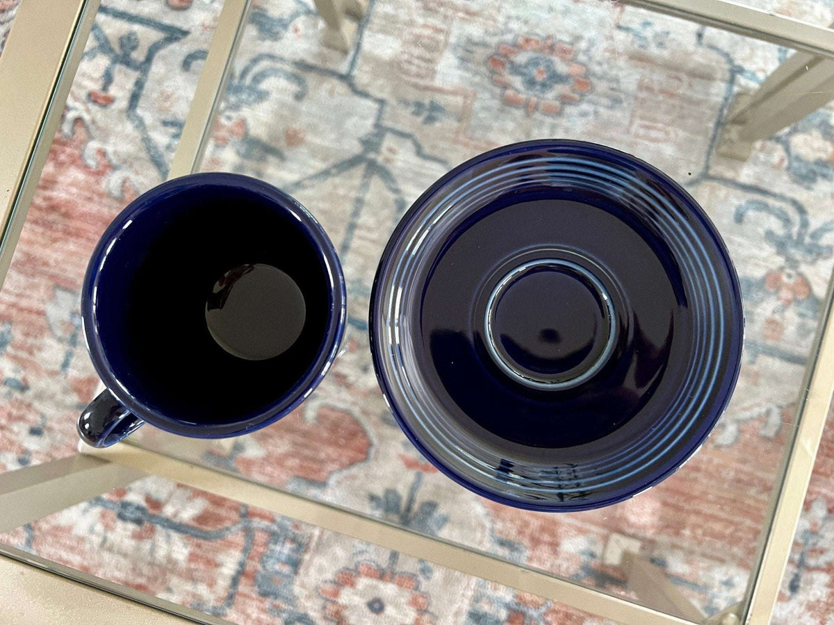 Fiesta cobalt blue cup and saucer by Homer Laughlin, photo 7 of 8