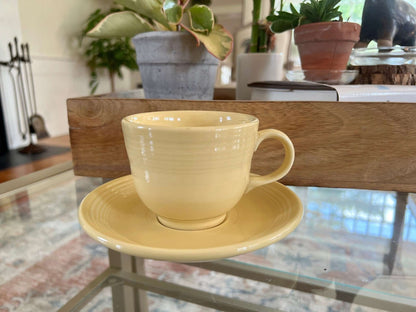 Fiesta yellow cup and saucer by Homer Laughlin, retired color, photo 1 of 10