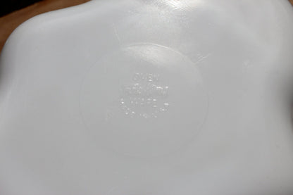 Fire-King Milk Glass Divided Serving Dish — Three Compartments, Gold Dot Trim, 11" x 7.5" - Loom Vintage