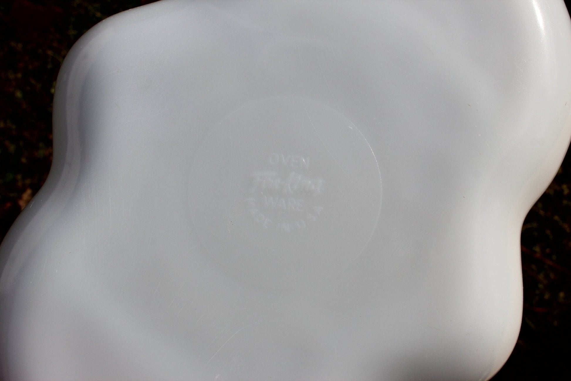 Fire-King Milk Glass Divided Serving Dish — Three Compartments, Gold Dot Trim, 11" x 7.5" - Loom Vintage
