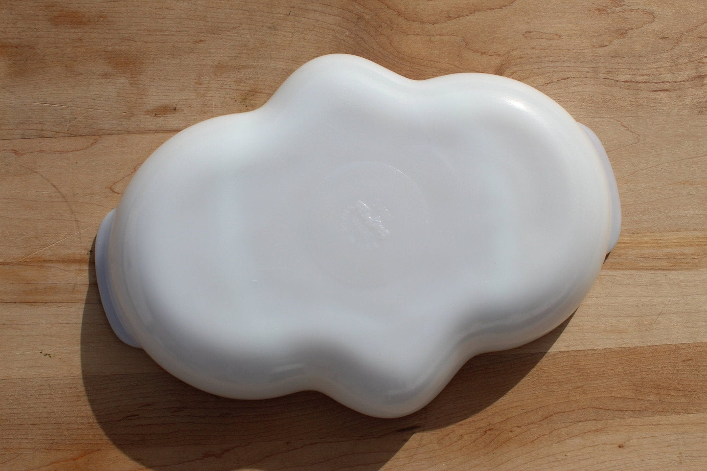 Fire-King Milk Glass Divided Serving Dish — Three Compartments, Gold Dot Trim, 11" x 7.5" - Loom Vintage