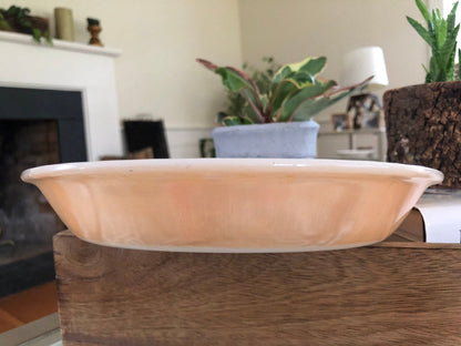 Fire - King Peach Lustre Pie Plate 460 — 9", Made in USA, c. Late 1950s - Loom Vintage