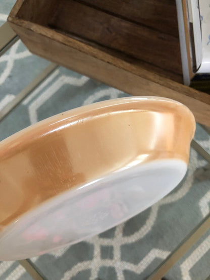 Fire - King Peach Lustre Pie Plate 460 — 9", Made in USA, c. Late 1950s - Loom Vintage
