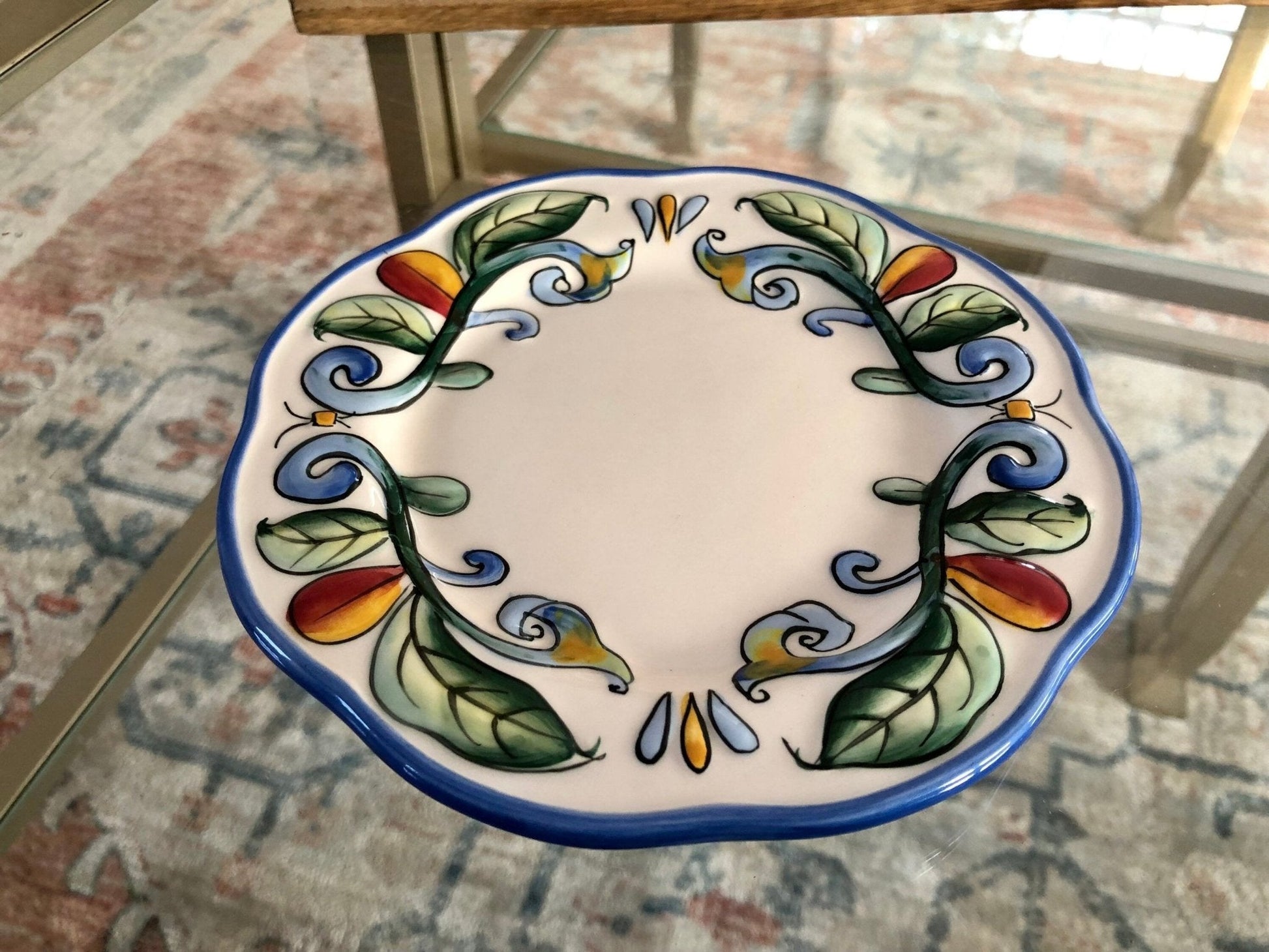 Fitz and Floyd "Ricamo" Bread & Butter Plate — Hand - Painted Floral, 6" diameter - Loom Vintage