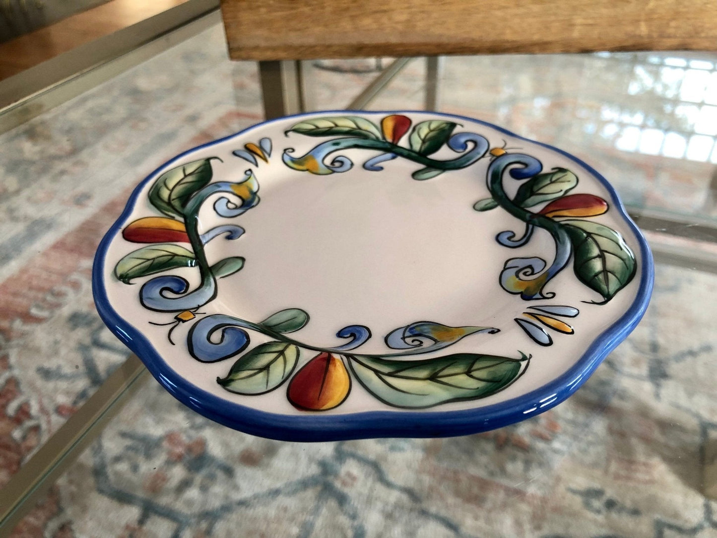 Fitz and Floyd "Ricamo" Bread & Butter Plate — Hand - Painted Floral, 6" diameter - Loom Vintage