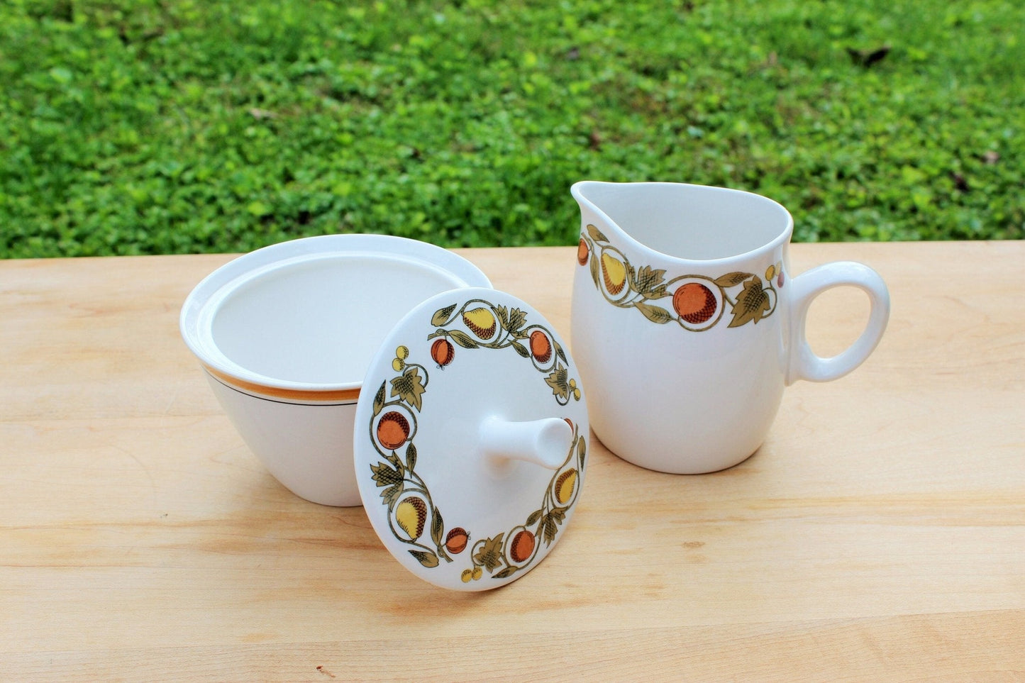 Franciscan Whitestone Ware "Pickwick" Cream & Sugar Set — Interpace, Japan, Oven Safe - Loom Vintage
