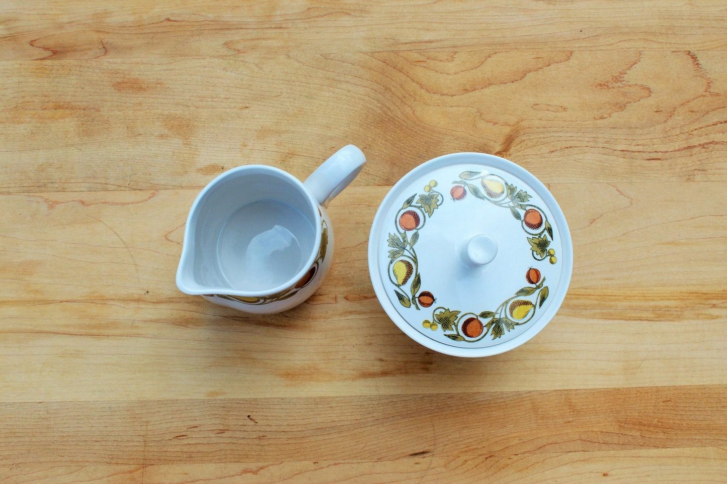 Franciscan Whitestone Ware "Pickwick" Cream & Sugar Set — Interpace, Japan, Oven Safe - Loom Vintage