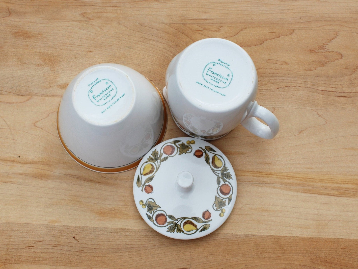 Franciscan Whitestone Ware "Pickwick" Cream & Sugar Set — Interpace, Japan, Oven Safe - Loom Vintage