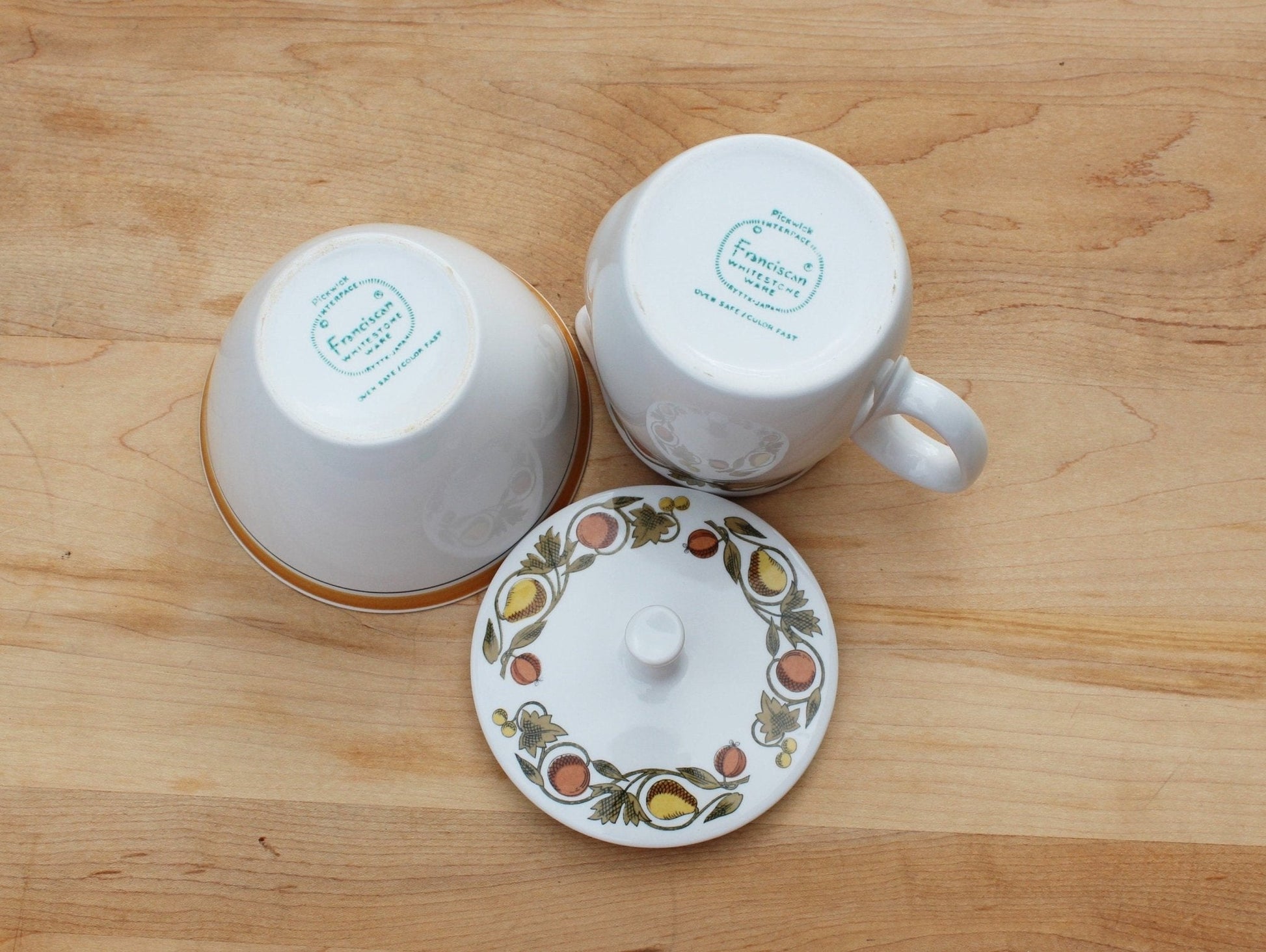 Franciscan Whitestone Ware "Pickwick" Cream & Sugar Set — Interpace, Japan, Oven Safe - Loom Vintage