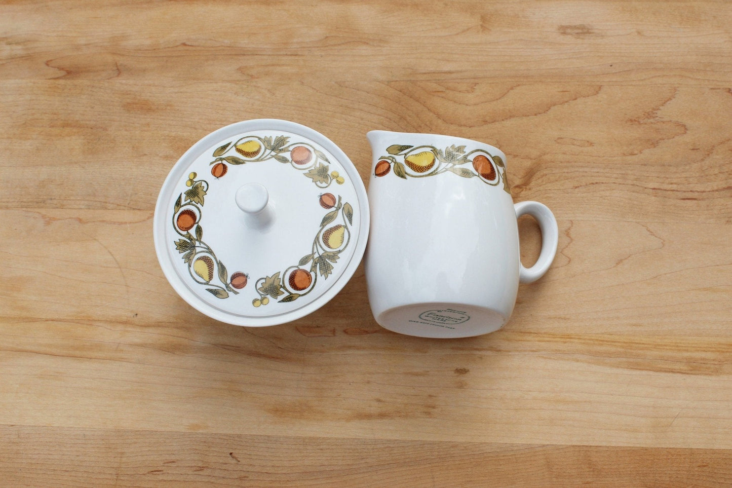 Franciscan Whitestone Ware "Pickwick" Cream & Sugar Set — Interpace, Japan, Oven Safe - Loom Vintage