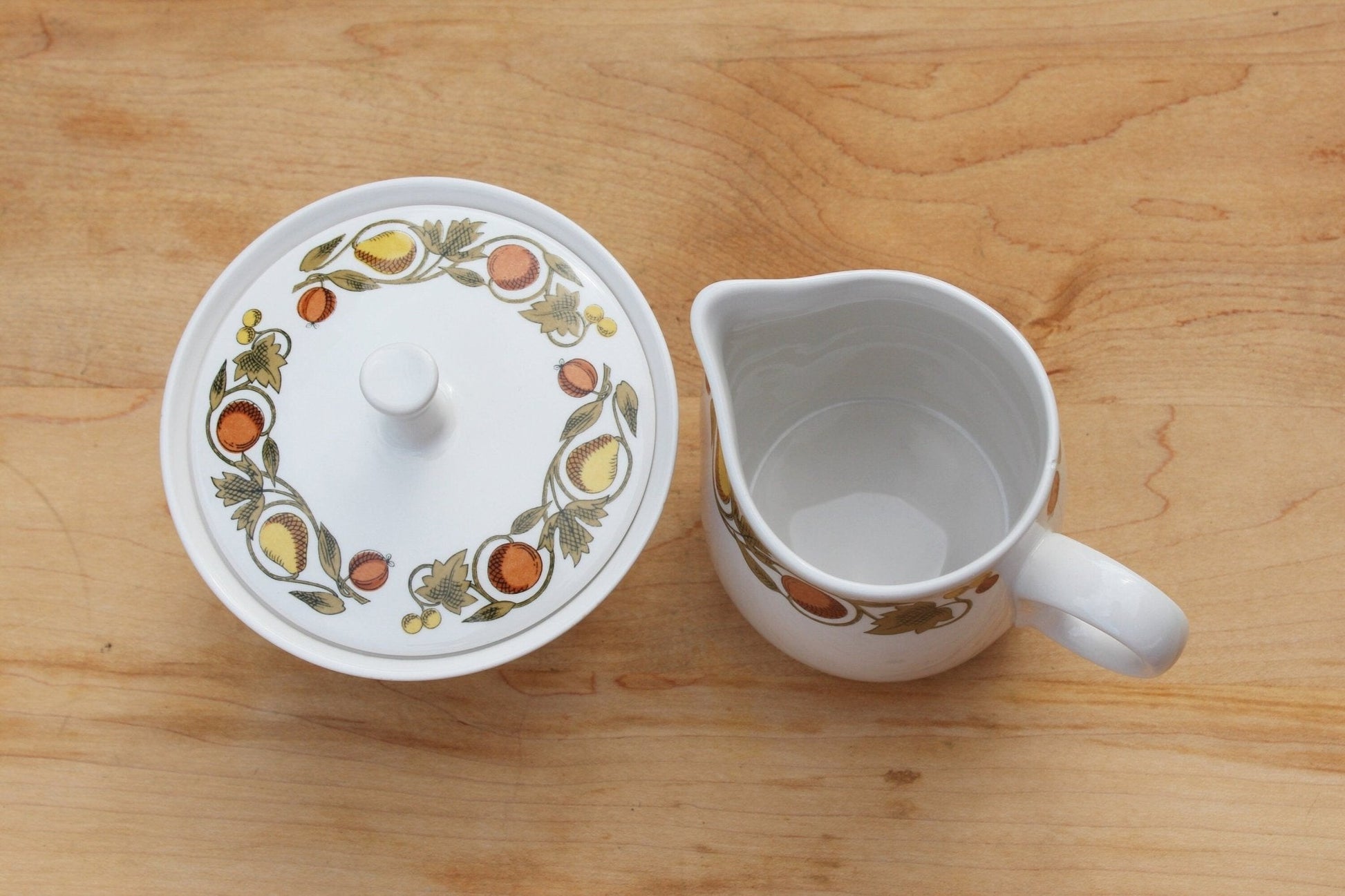 Franciscan Whitestone Ware "Pickwick" Cream & Sugar Set — Interpace, Japan, Oven Safe - Loom Vintage