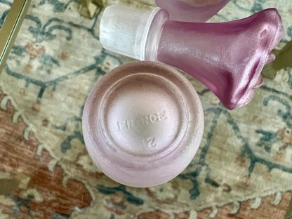 French Frosted Glass Decanter Set - Pink/Purple, 5-Piece MCM Bar Set - Loom Vintage