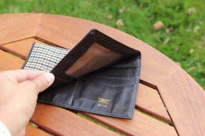 Genuine vintage Aquascutum wallet - fabric and baby lamb leather - Loom Vintage