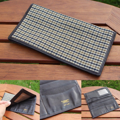 Genuine vintage Aquascutum wallet - fabric and baby lamb leather - Loom Vintage
