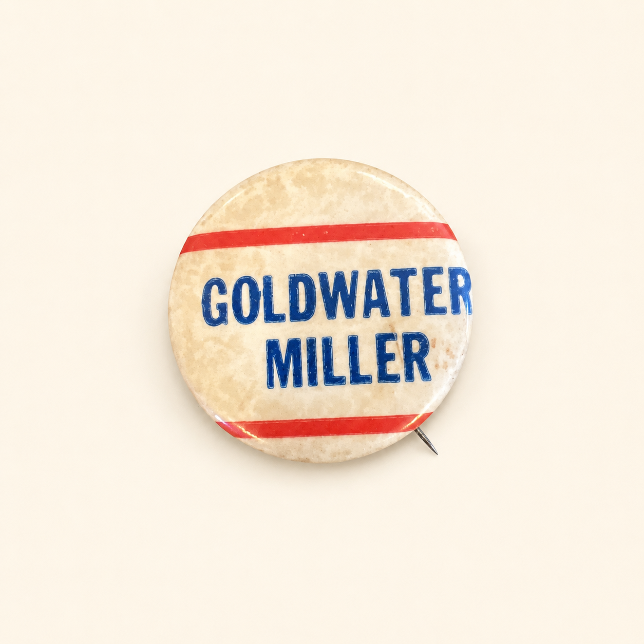 Goldwater Miller 1964 Republican campaign pinback button, red white and blue