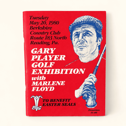 1980 Gary Player and Marlene Floyd golf exhibition program, red cover, photo 4 of 4
