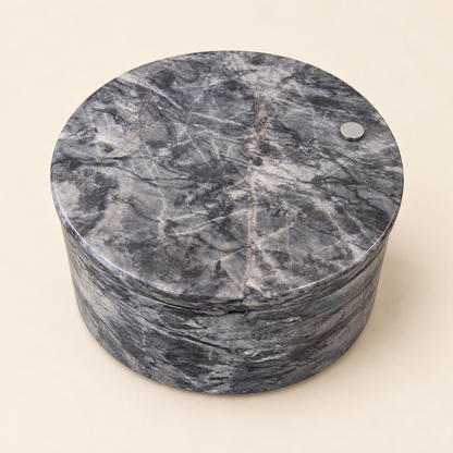 Gray marble double salt cellar with lid, photo 2 of 4