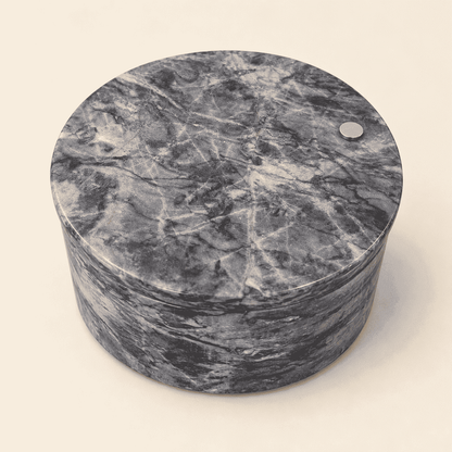 Gray and white marble double salt cellar with swivel lid, photo 2 of 4