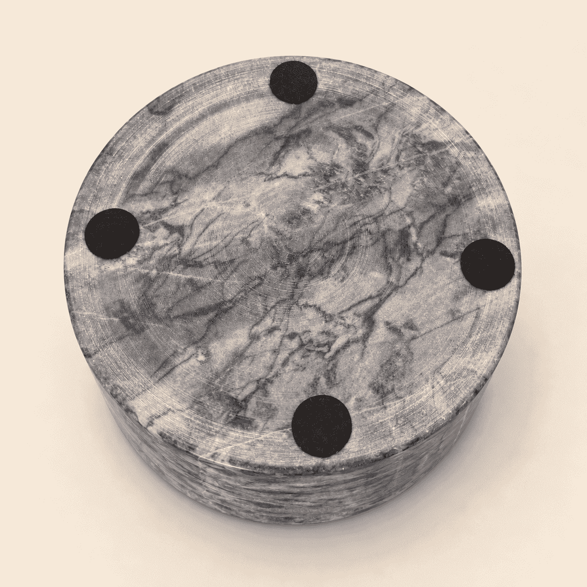 Gray and white marble double salt cellar with swivel lid, photo 4 of 4
