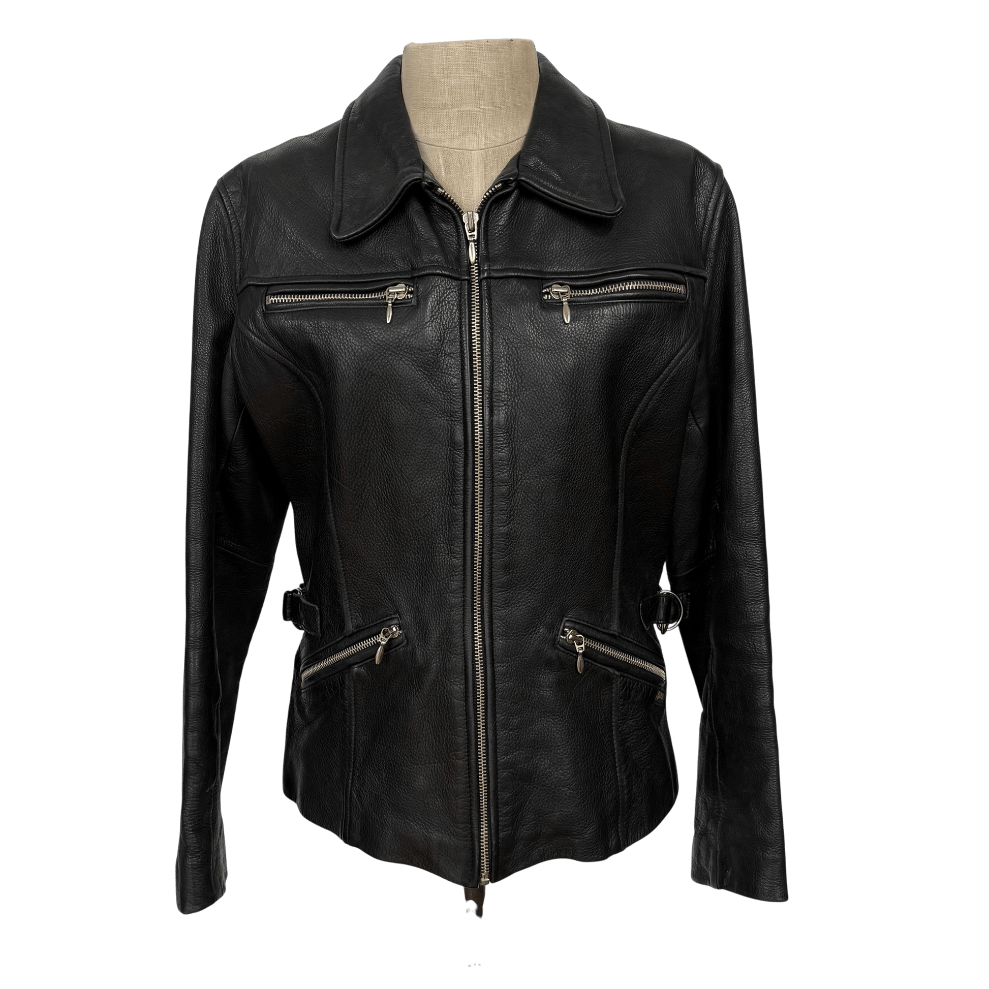 Guess Genuine Leather Zip Moto Jacket – Black (Size Small) - Loom Vintage