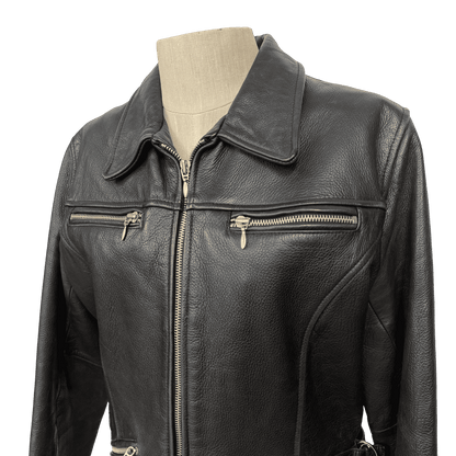 Guess Genuine Leather Zip Moto Jacket – Black (Size Small) - Loom Vintage