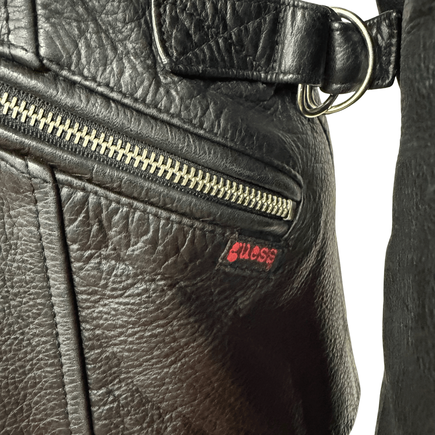 Guess Genuine Leather Zip Moto Jacket – Black (Size Small) - Loom Vintage